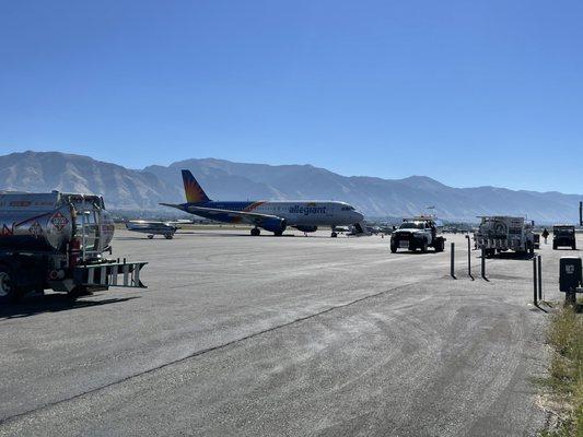 UNLV football team jet lands here!!! Hopefully USU can beat them this weekend!