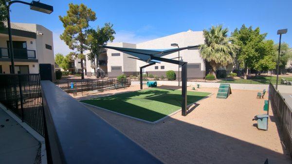 The new dog park with canopies with plenty of shade