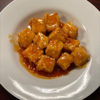 Sesame tofu with sweet sauce