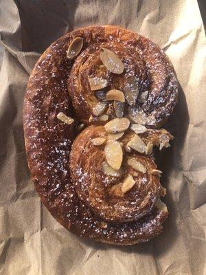 Almond danish from Our Daily Bread after my fast-moving husband already chomped a big bite out of it