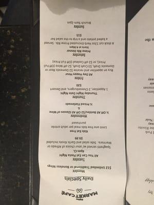 Menu, has some winners