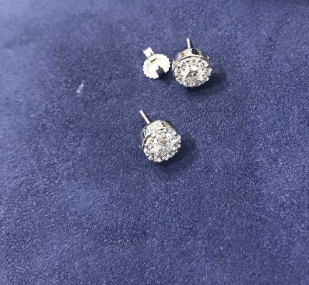 Diamond earrings.