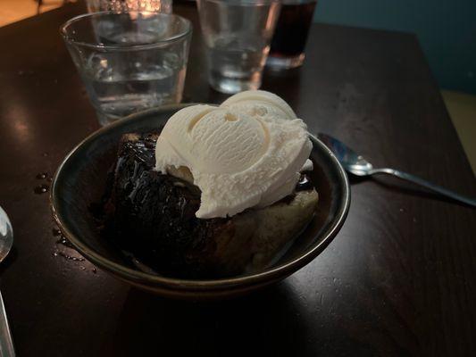 Oreo raspberry bread pudding