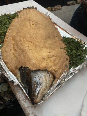 Salt crusted salmon