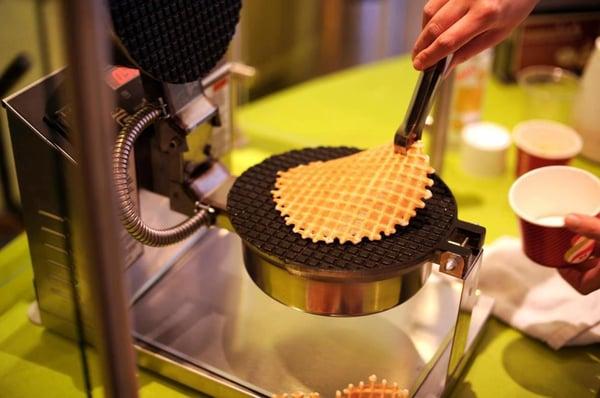 Waffle Bowls come hot off our iron each and every day.