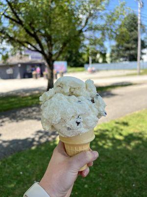 Small coconut chocolate almond in a cake cone