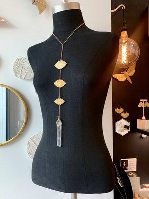 Golden eye necklace in hand etched brass.  Where jewelry meets art - one of a kind pieces made from unusual materials