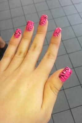 Pink Zebra print nails :)