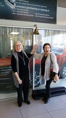 Happy customers "ringing the bell" at South Bay Hyundai!!