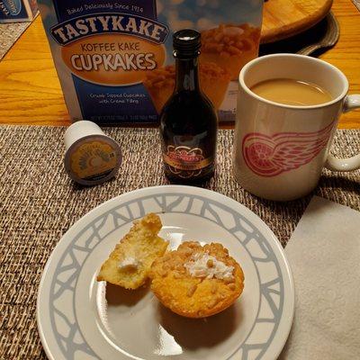 It's Time For Spiked Coffee & A TastyKake Dessert on a Cold Rainy Tuesday Evening In Michigan watching Hockey Playoffs.  6/13/2023