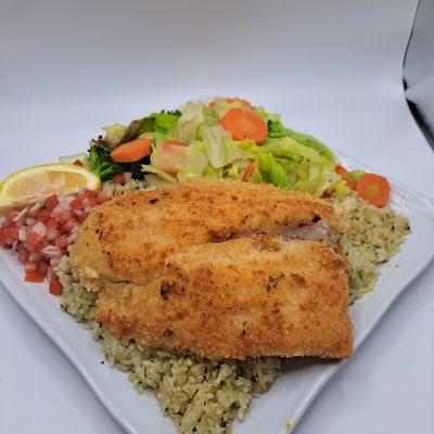 Swai fish plate with veggies