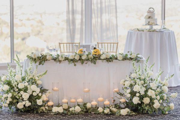 Sweetheart table decorations.