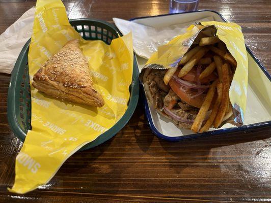 Chicken gyro and a boureka