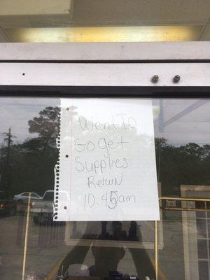 656 Jefferson Hwy location. 2nd time in 3 days I've visited during normal business hours to find this sign & the doors locked.