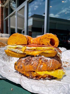 pork roll egg and cheese on a french toast bagel | @copenhangry