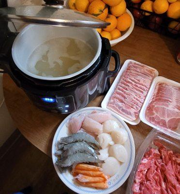 Seafood and meat for shabu shabu