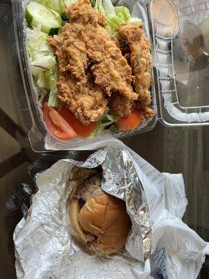 Chicken Tenders Salad Pulled Pork Sandwich