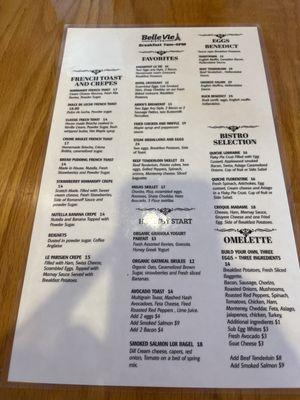 Breakfast menu