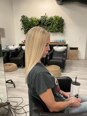 Luxury blonde & Brazilian blowout for smooth manageable hair