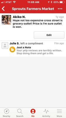 This Julie.s goes goes there left nasty complement on me