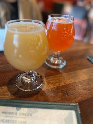 Left- cosmic gumbo hazy IPA Right- abso-dragon-fruitly