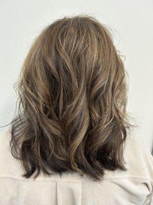 Fine hair looking full, bright and healthy with a haircut, gloss and highlights