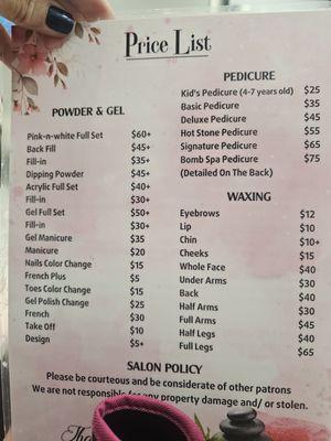 Price list