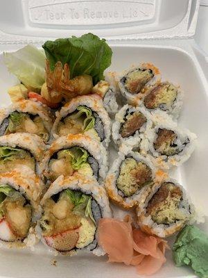 Rolls with ginger and wasabi