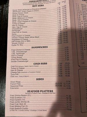 New menu prices May 2022