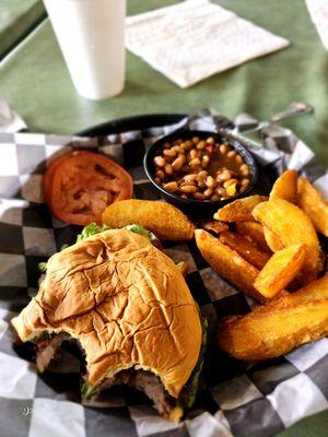 Burger and fries