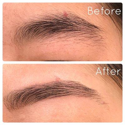 Brow shaping before and after.