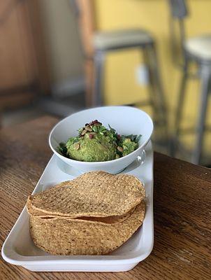 Guacamole  *normally comes with chips. This is the GF option (tostada shells)