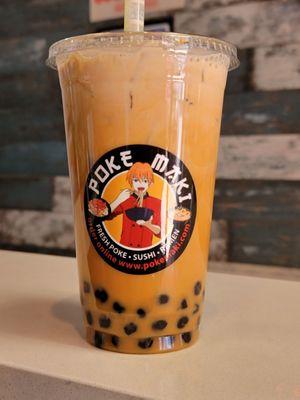 Thai iced tea with boba