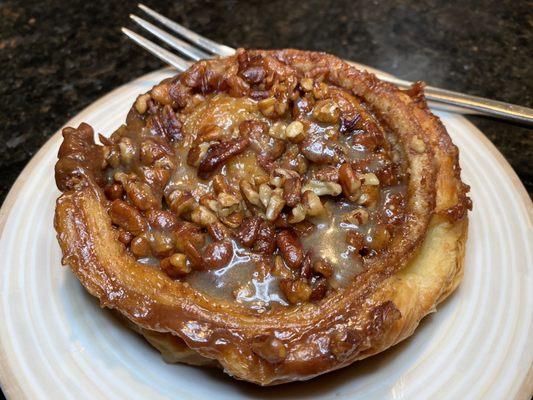 Amazing large sticky bun reheated in the microwave for one minute and it was wonderful