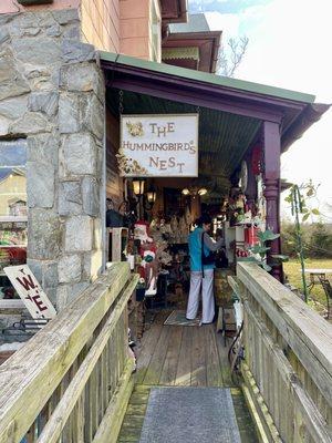 Front entrance / walkway into shop and covered porch area FILLED with cool antique treasures! Browse for HOURS, no lie!