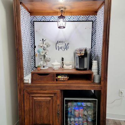 Our beloved coffee bar with everything from coffee to snacks to complimentary margaritas