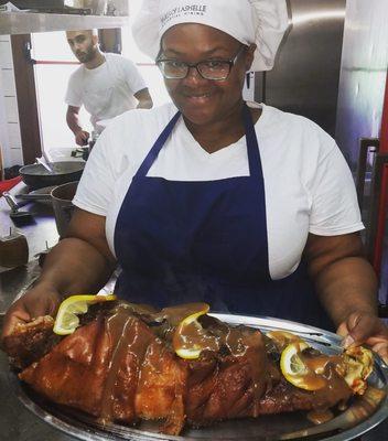 Check out this beauty! Coscitto di Maiale alle erbette del Pollino(Roasted Pork leg with herbs from Pollino)