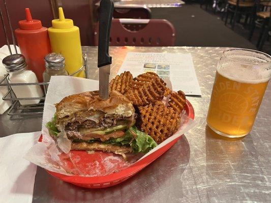 Western burger with fresh garnish. Highly revoked this grill restaurant...