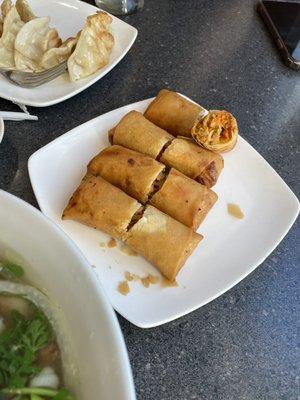 Pot stickers and pork crunch roll.