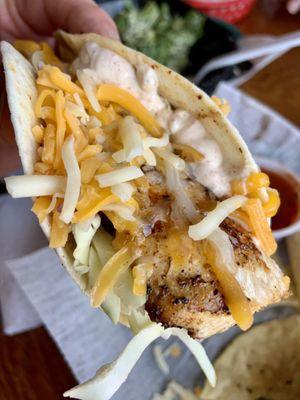 Amazing Mahi Tacos - the Snack Jacks Spicy Sauce was a perfect addition!