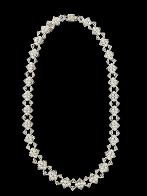 19″ Spring Treasure Swarovski AB Crystal Pearl Sterling Silver Necklace made by Helen Powell