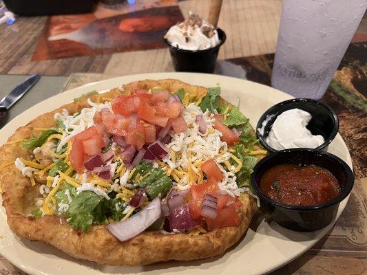 Delicious Navajo Taco with chicken and pork