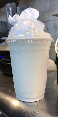 Vanilla milkshake made with fresh ice cream