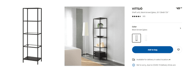 IKEA VITTSJÖ, Shelving unit, Glass (Black-Brown): $49.99.