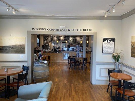 Seating area and entrance to the Cafe