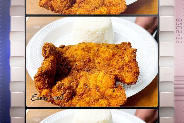 Fried chicken or pork and rice.