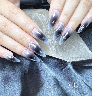 gel nail extensions with design