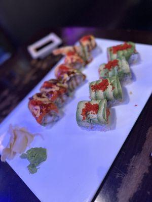 Color Dragon Roll and Godzilla Roll