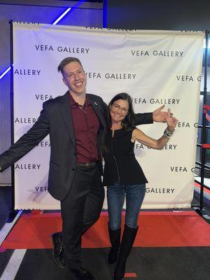 VEFA Gallery Director, Jonathan Anderson and an ecstatic Brittany Wilson, take the red carpet on opening night.