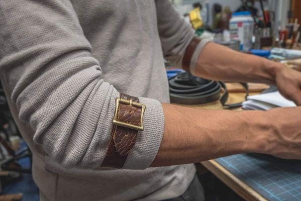 Bison Leather Sleeve Garters